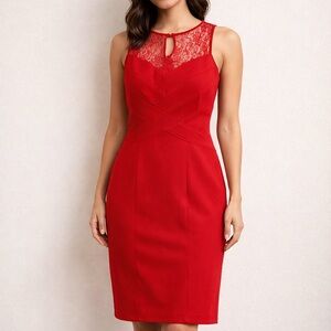 Guess Scarlet Lace Detail Midi Dress
